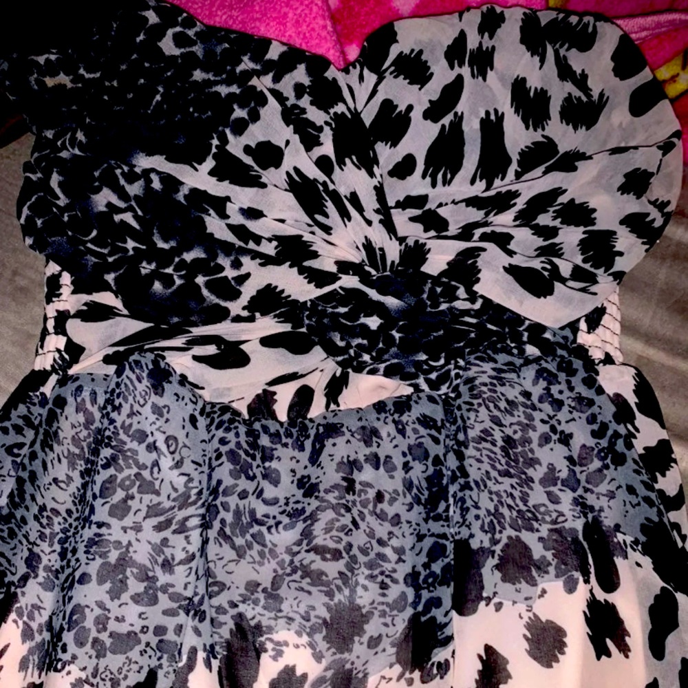 Charlotte Russe animal print strapless dress.